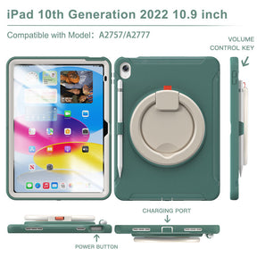 Tablet Case For iPad 10th Full Body Protection with 360¡ã Stand Portable-JadeGreen