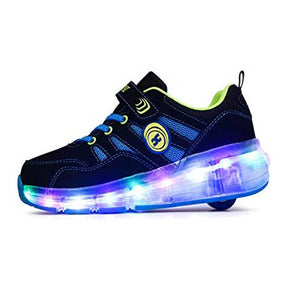 Roller Shoes Girls Boys Flashing Sneakers Outdoor Skates-Blue