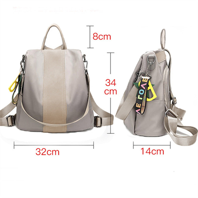 Women Backpack Waterproof Anti-theft Lightweight Shoulder Bag-Khaki