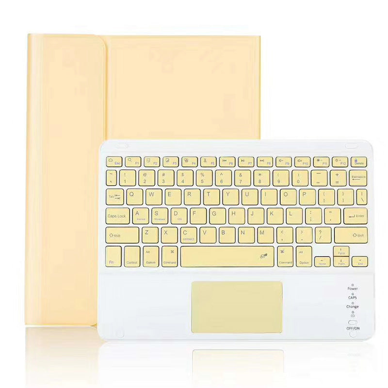 Keyboard Case For iPad with Touchpad Ultra Thin Silent With Numeric Bluetooth Wireless Keyboard Pen Slot-Yellow