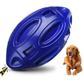 Dog Squeak Toys for Aggressive Chewers Durable Pet Rubber Football Toys-NavyBlue