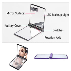 Portable LED Lighted Travel Makeup Mirror-White