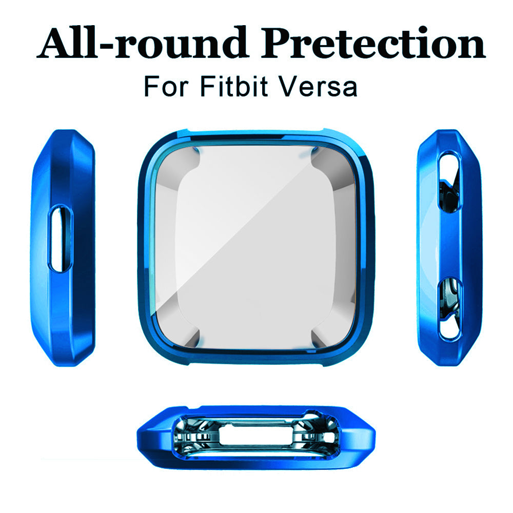 For Fitbit Versa Electroplated TPU Watch Case -Blue