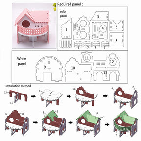 Hamster Hideout Wooden Double-Deck House-Pink