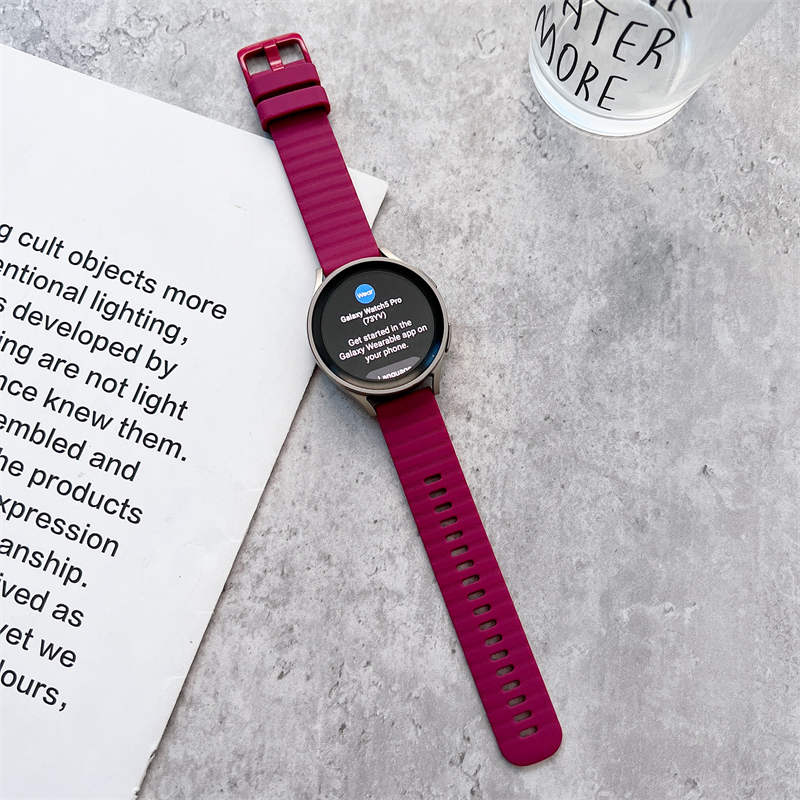 Sports Watch Strap Wave Pattern for Samsung Gear S2 Huawei Watch GT-RoseRed