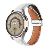 22mm Classic Leather Band Silver Folding Buckle for Samsung Huawei Watch-White