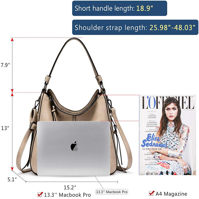 Handbags for Women Large Designer Ladies Hobo bag Bucket Purse Faux Leather-Creamwhite