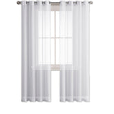 2 Panels Sheer Voile Rod Pocket Elegance Curtains for Living Room Bedroom-White