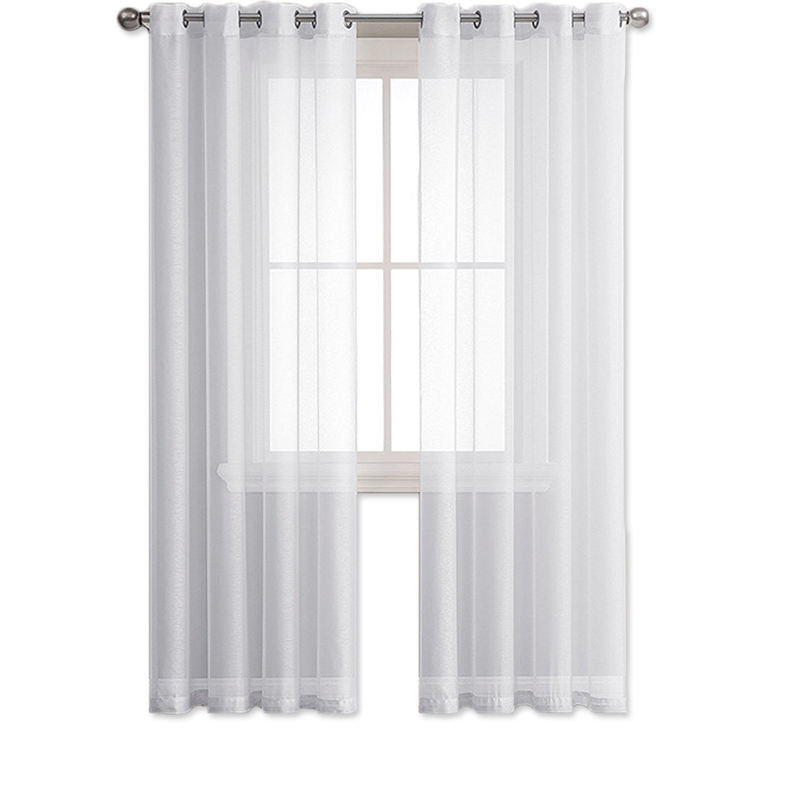 2 Panels Sheer Voile Rod Pocket Elegance Curtains for Living Room Bedroom-White