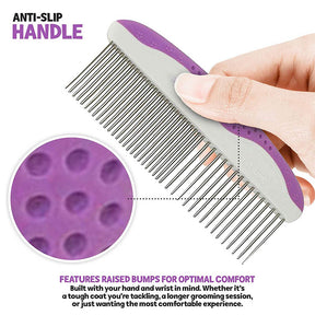 Pet Stainless Steel Teeth Easily Remove Dirt Combs with Non-Slip Comfortable Handle