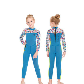 Adore 2.5MM Kids Thermal Wetsuit One-piece Thick Long Sleeve Swimsuit-M150558K-Blue