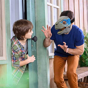 Movable Jaws Dinosaur Mask Kids Costume Party Gifts-Gray Blue