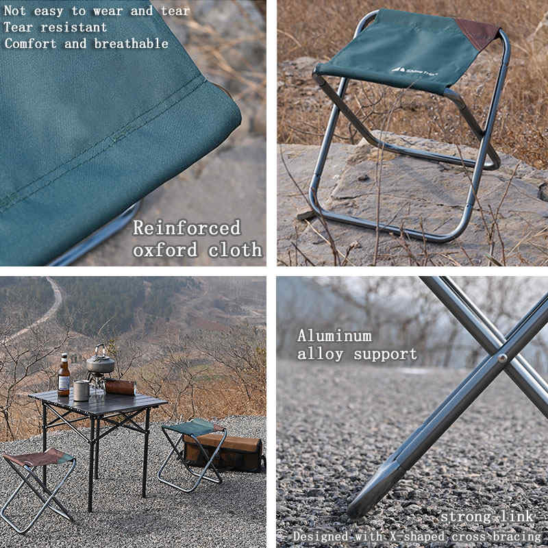 Portable Folding Camping Stool Traveling Foot Stool-DarkGreen