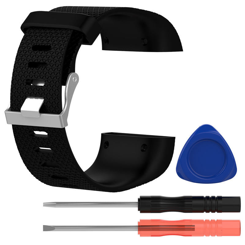 Soft Silicone Band For Fitbit Surge Smart Watch Replacement Accessories-Black