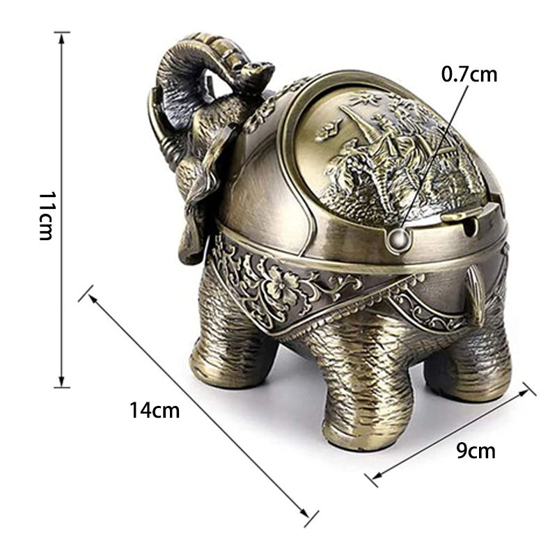 Decorative Ashtray with Lid Vintage Elephant Cigarettes Ashtray for Outdoors Indoors Metal Smoking Ashtray