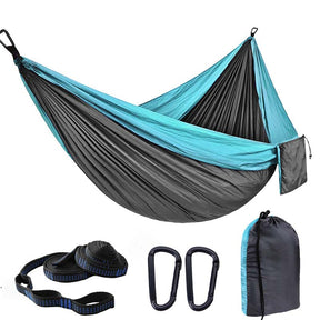 Camping Portable Hammocks with 2 Tree Straps for Travel Beach Backyard-SkyBlue/DarkGray