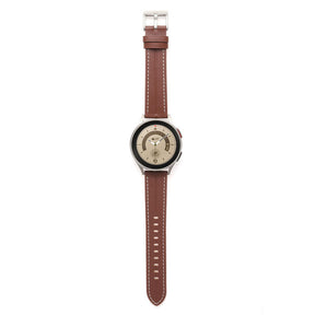 Genuine Leather Watchband Groove for Galaxy Watch 42mm/Samsung Gear S3-Brown