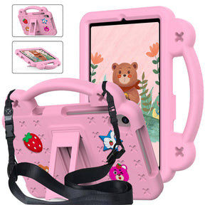 Strawberry Tablet Case with Shoulder Strap Stand for Samsung Galaxy Tab A 8.4 inch 2020-Pink