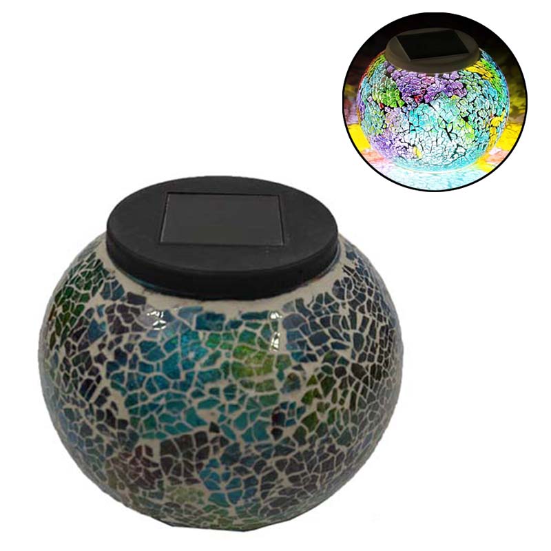 Color Changing Mosaic Star Solar Light Waterproof Glass Globe Ball Light for Garden Patio Party Yard