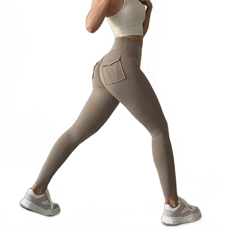 Womens Yoga Pants High Waist Leggings with Pockets for Workout-Khaki