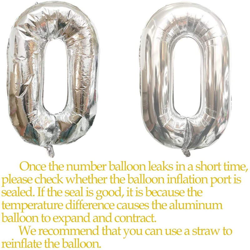 Number Balloons Giant Jumbo Number Foil Mylar Balloons for Birthday and Anniversary Decorations -Silver