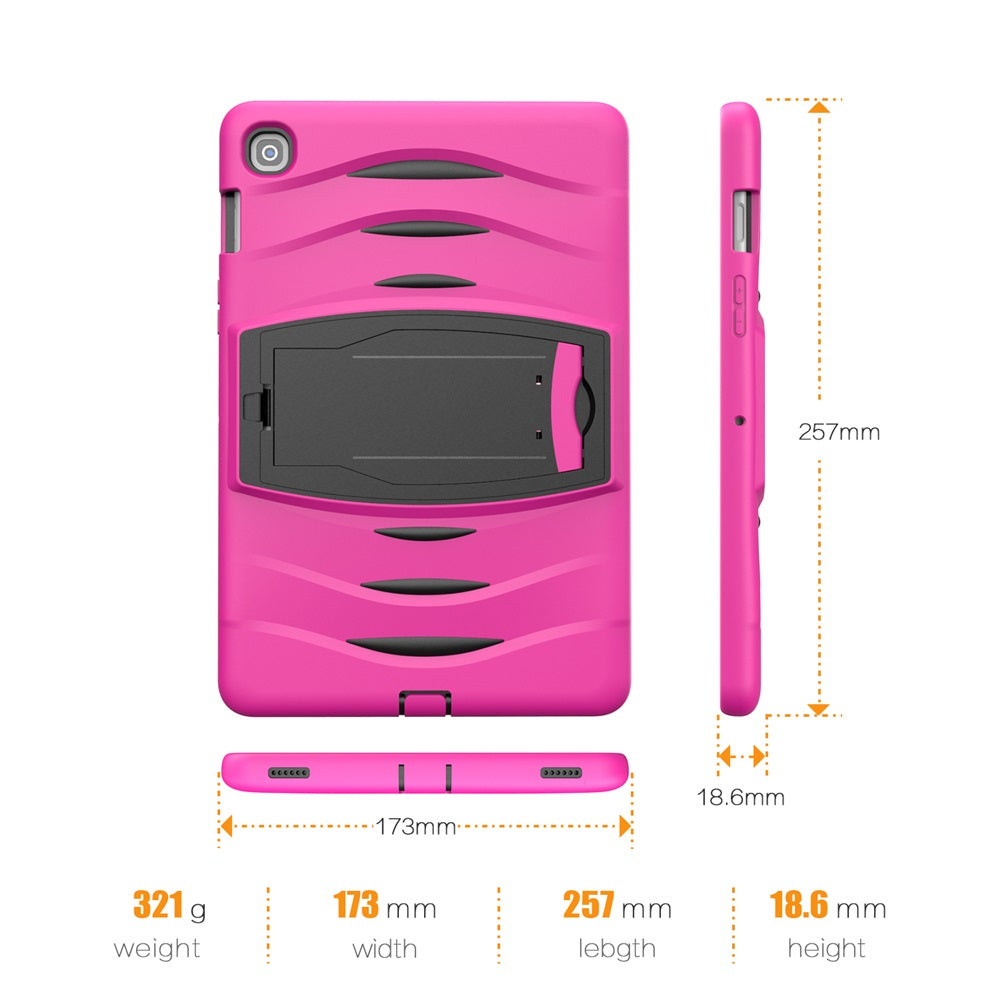 Shock Wave Kickstand Case Heavy Duty Rugged Anti-Fall Protection For Samsung Tab S5E 10.5 T720/T725(2019)-Rose Red