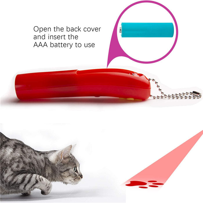 Pack of 2 Cat Catch LED Projecter Chasing Toy Pet Interactive Toy-RedWhite