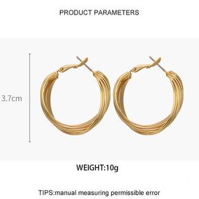 Pair of Womens Fashion Gold Twist Hoop Earrings