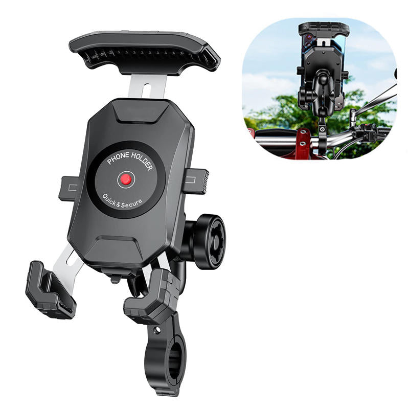 Anti-Theft Motorcycle Phone Mount 360 Rotation for 4.0-7.0 Inch Smartphones-Handlebar