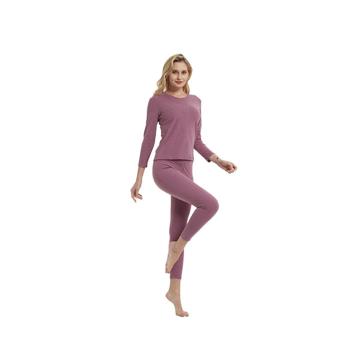 Women's Ultra Soft Autumn And Winter Thermal Underwear Fleece Lined Pajamas-Purple