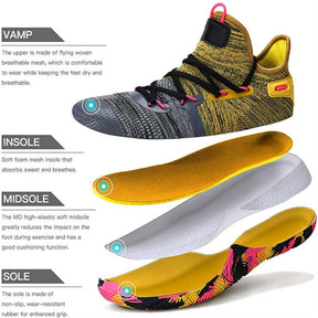 Boys Basketball Shoes Non-Slip Girls Sneakers Durable Kids Running Shoes-Gray