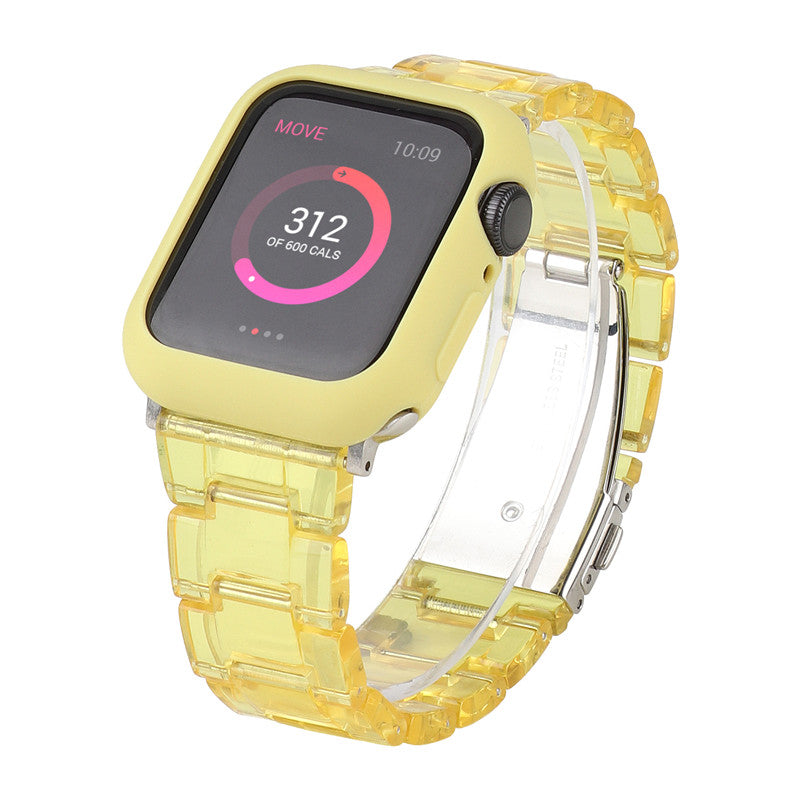 Fashion Resin Candy Watch Band + Watch Case For Apple Watch SE/6/5/4/3/2/1£¨Yellow+Yellow£©