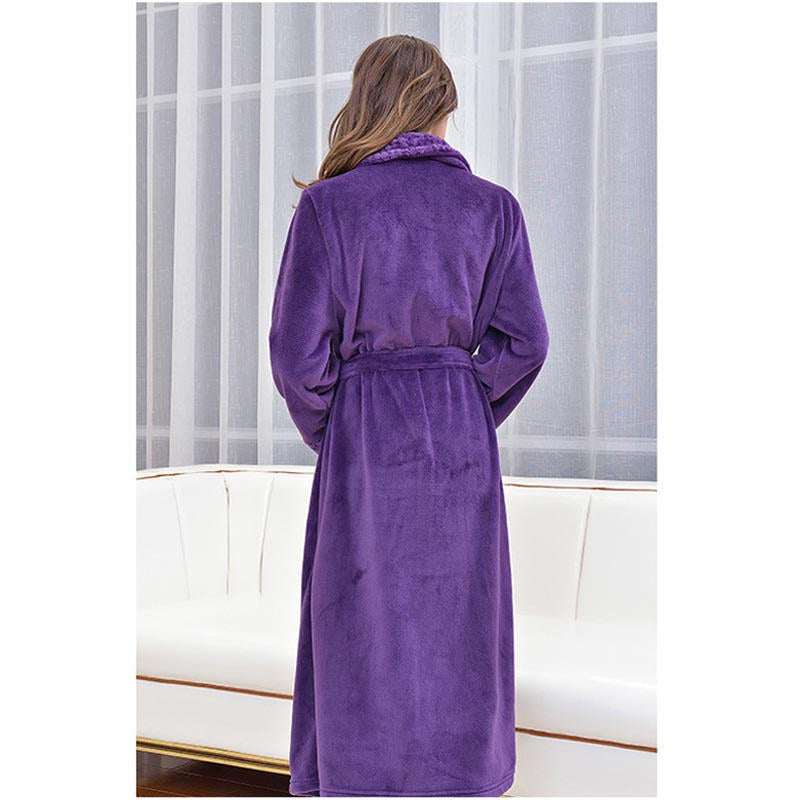 Warm Soft Plush Robe with Pockets for Unisex-Purple