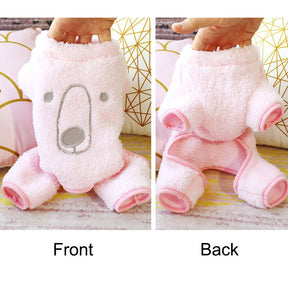 Cute Puppy Pajamas Plush Koalas Printed 4 Leg Onesie for Small Dog-Pink