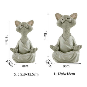 Buddha Cat Statue Yoga Collectible Home Decoration-Grey