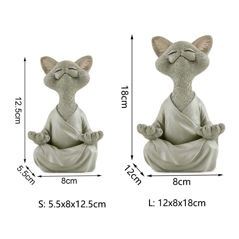 Buddha Cat Statue Yoga Collectible Home Decoration-Grey