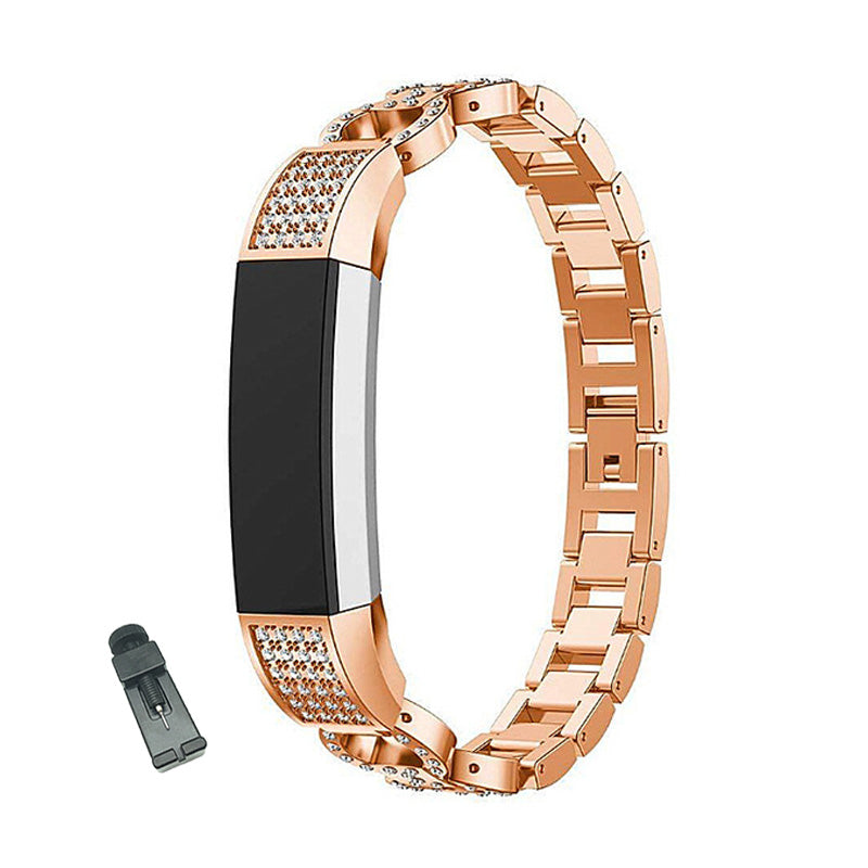 BZ Bling Stainless Steel Alta Watch Band Adjustable Wristband Replacement Watch Strap for Fitbit Alta/Alta HR For Women-Rose Gold