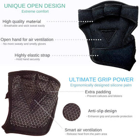 Full Palm Protection Weight-Lifting Workout Fitness Gloves-Black-LYX-08140