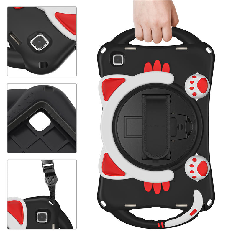 CatA Samsung Tablet for Tab A7 10.4  T500/T505/T507/T505N Built-in Handle Stand With a Strap-Black Red