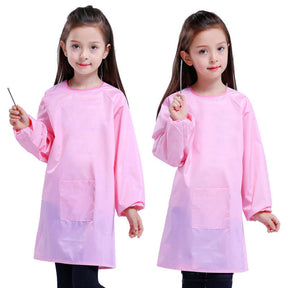 Kids Art Smocks Waterproof Artist Painting Long Sleeve Aprons for Children-Pink