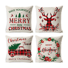 Set of 4 Christmas Pillow Covers 45 x 45 cm Cushion Pillowcase Decorations-Set7