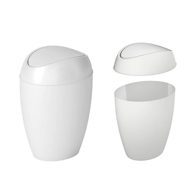 2.4 Gallon Plastic Trash Can with Swing - White