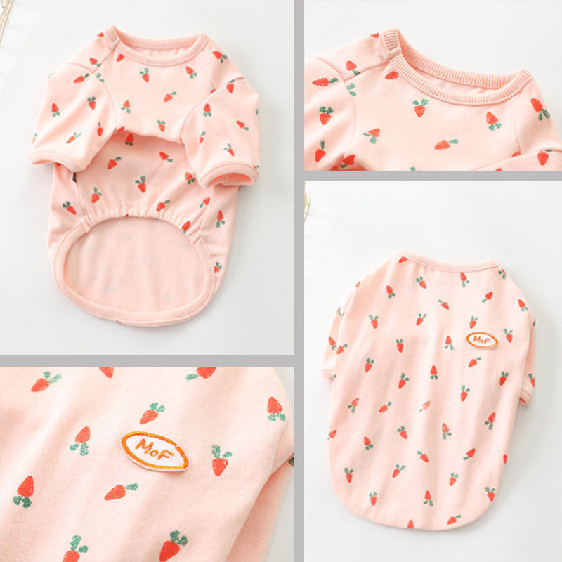 2 Pcs Pet Shirts Carrot Printed Winter Cotton Stretchy Tee for Small Dog
