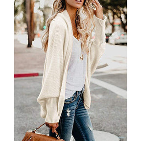 Women's Batwing Knitted Oversized Slouchy Solid Cardigan Sweater Knit Outwear-Apricot