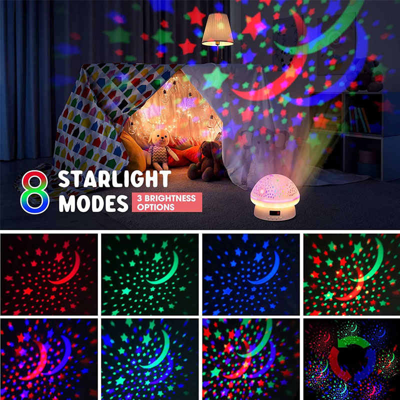 Timing Star Projector Night Light Rotating for Kids With Remote Control-Pink