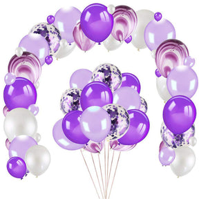 62pcs 12inch Purple Balloons Assorted Latex Purple Confetti White Balloons Garland Arch Kit for Wedding Birthday Graduation Party Decorations