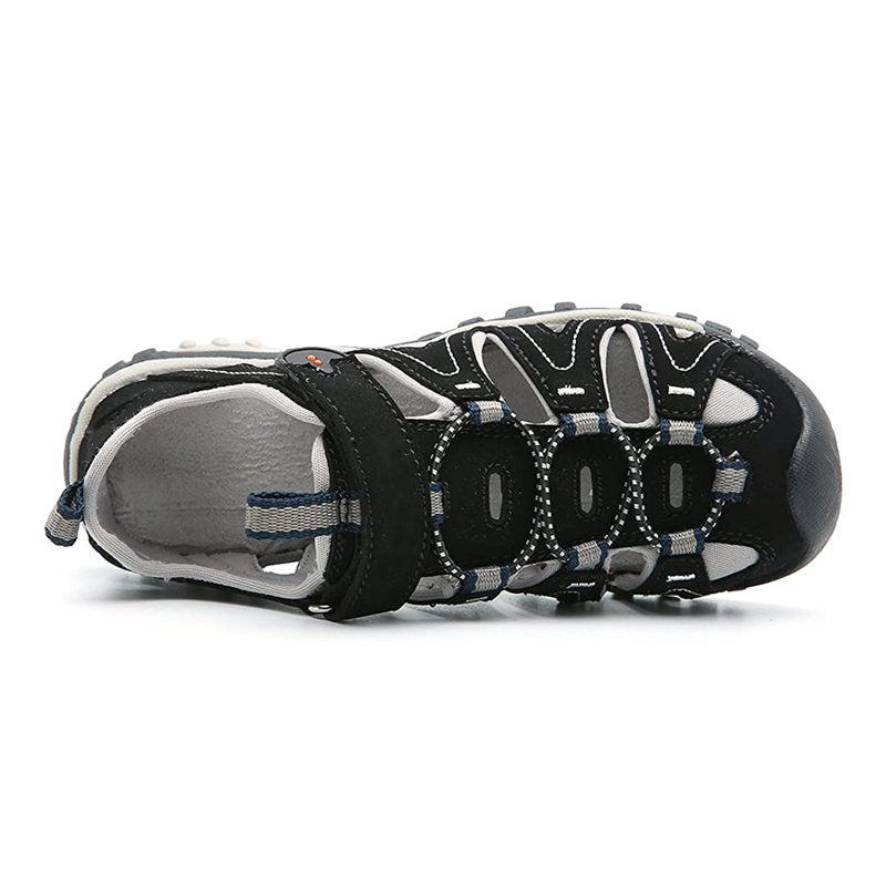 Boys Girls Sport Water Sandals Closed-Toe Outdoor Non-slip Flat-Black