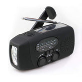 Weather Radio Hand Crank Self Powered Solar Emergency Radios With LED Flashlight-Black