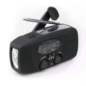 Weather Radio Hand Crank Self Powered Solar Emergency Radios With LED Flashlight-Black