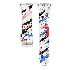 Graffiti Painted PU Leather Watch Band Microfiber Design For Apple Watch SE/6/5/4/3/2/1(Graffiti2)